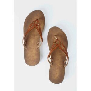 QUEST Storm SURF SHOP Flip Flop Sandals Women's 8 Everly Brown Tan Fall Boho